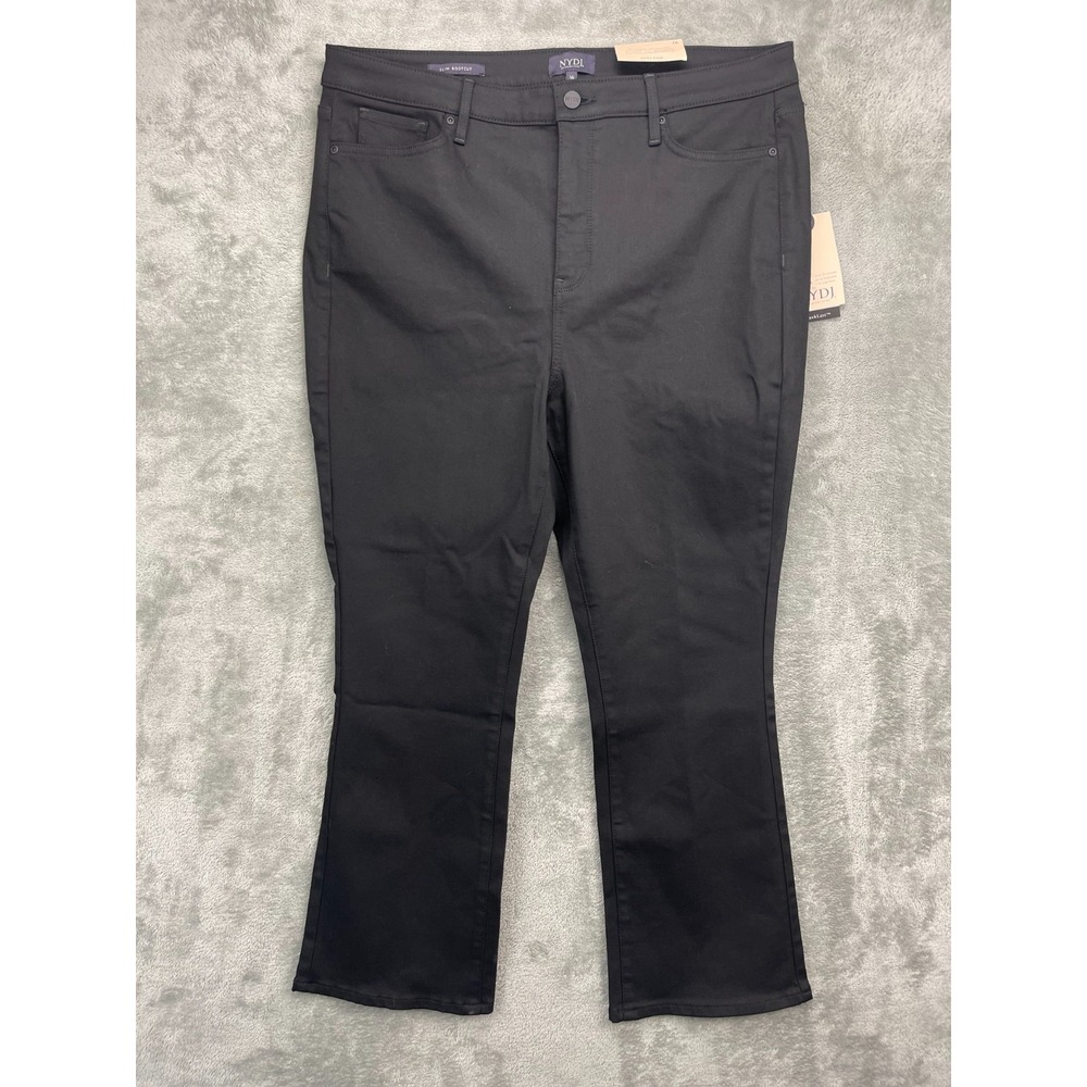 NWT NYDJ Women's Slim Bootcut Ankle Jeans 16 Black High Rise‎ Polyester Blend